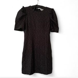 Whimsigoth dark Coquette Party TCEC Black Mini Dress with Puff Sleeves size S